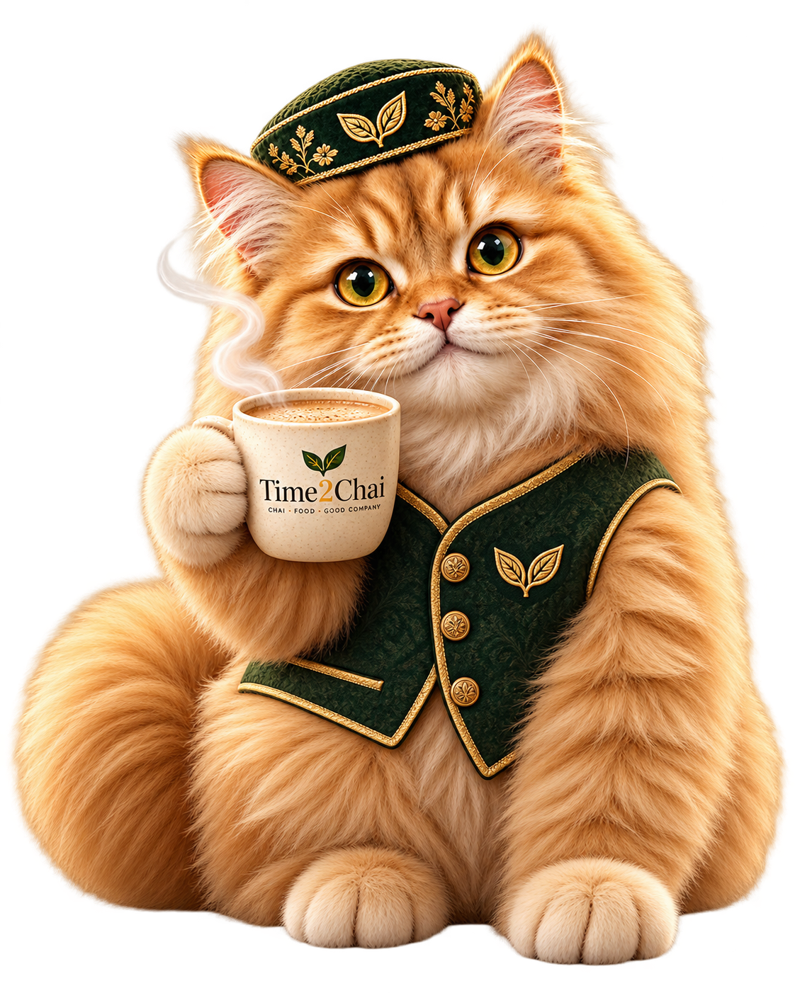 Pasha, Time2Chai’s ginger Persian cat mascot